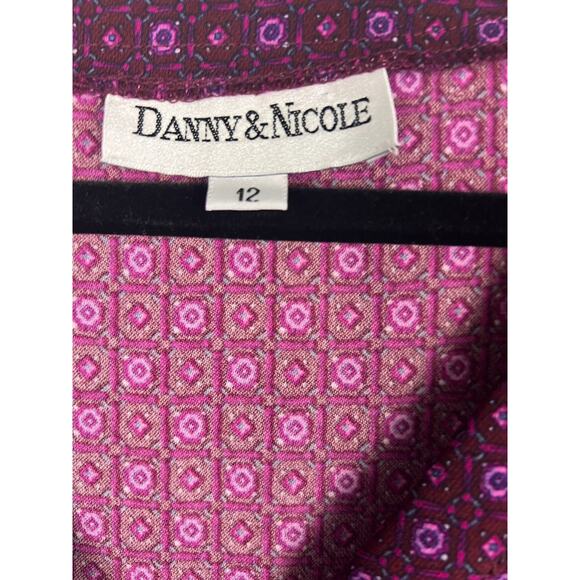 90s Danny & Nicole Purple Bow Neck Button Front Floral Maxi Dress Size 12 - Picture 2 of 8